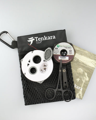 Tenkara USA Kit- Keeper line spool, flies, level line, forceps, nippers, and tippet