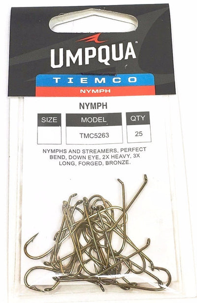 tiemco umpqua fly trout hooks size 10 value pack 25 pr pk down eye caddis  pupae