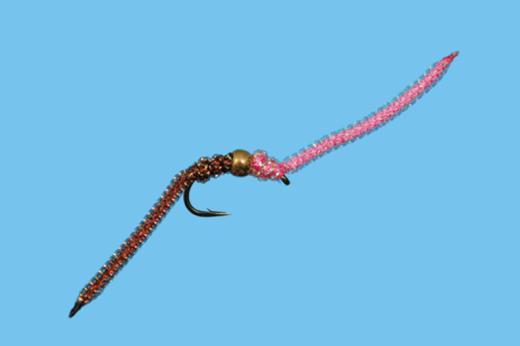 Tungsten G String Worm Brown/Pink TROUT FLIES