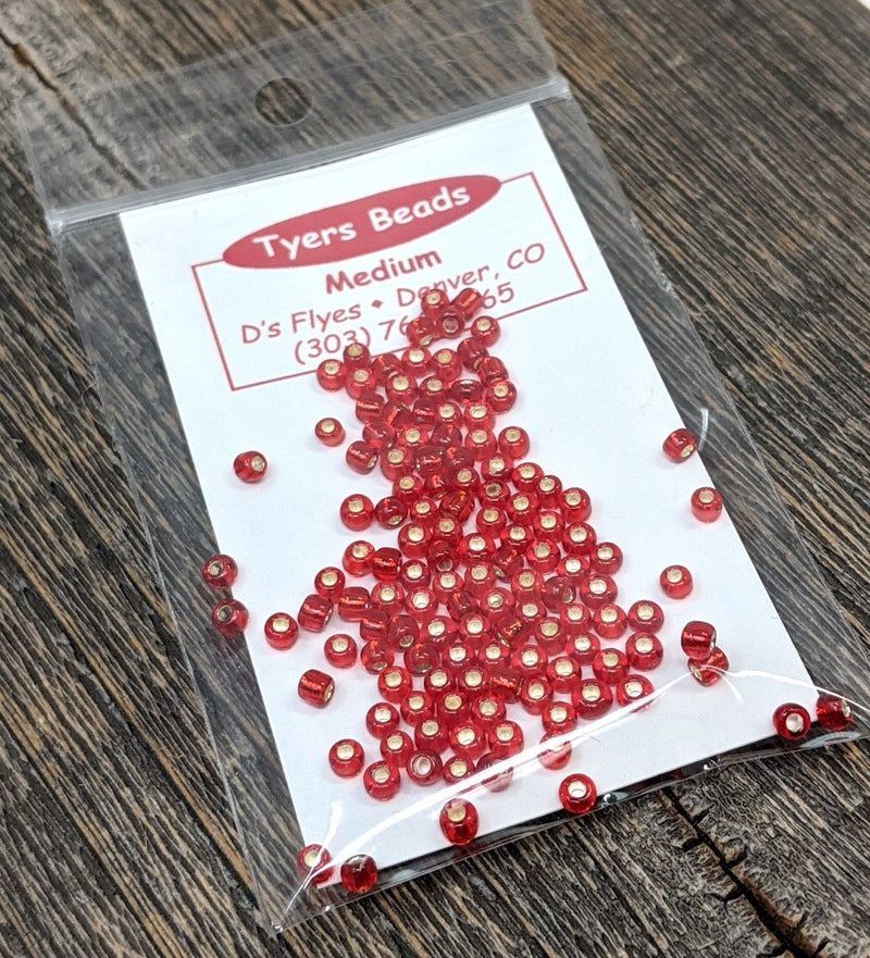 Tyers Glass Beads Silver Lined Red / Large Beads, Eyes, Coneheads