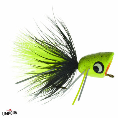 Umpqua Bass Popper Chartruese Splatter / 6 Flies