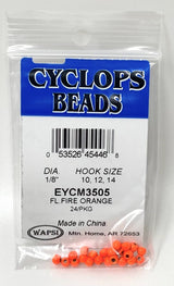 Wapsi Cyclops Bead Fl. Fire Orange 1/8" - 3.2 MM Beads, Eyes, Coneheads