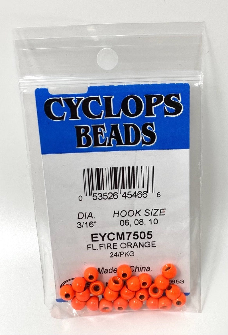 Wapsi Cyclops Bead Fl. Fire Orange 3/16"- 4.7 MM Beads, Eyes, Coneheads