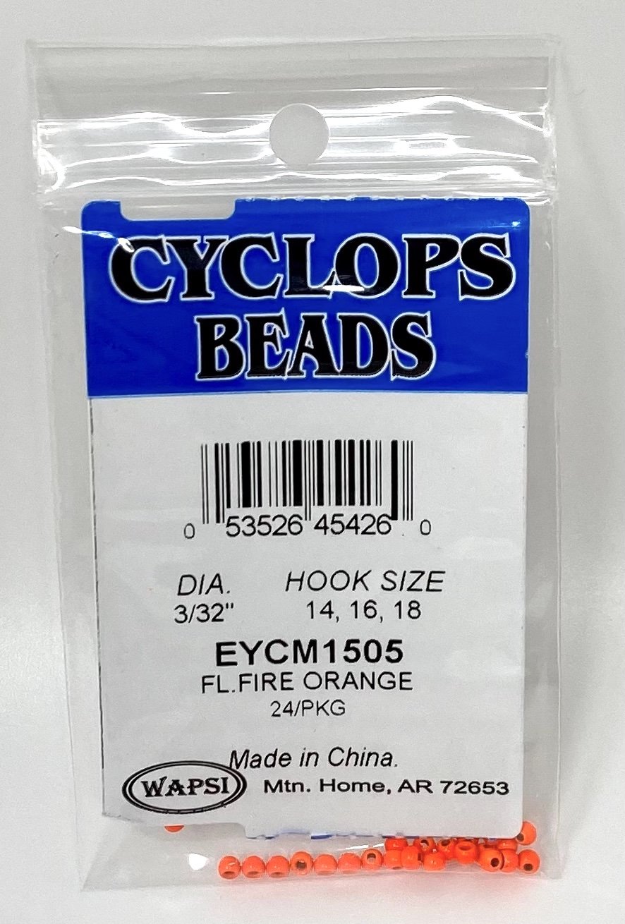 Wapsi Cyclops Bead Fl. Fire Orange 3/32" - 2.4 MM Beads, Eyes, Coneheads