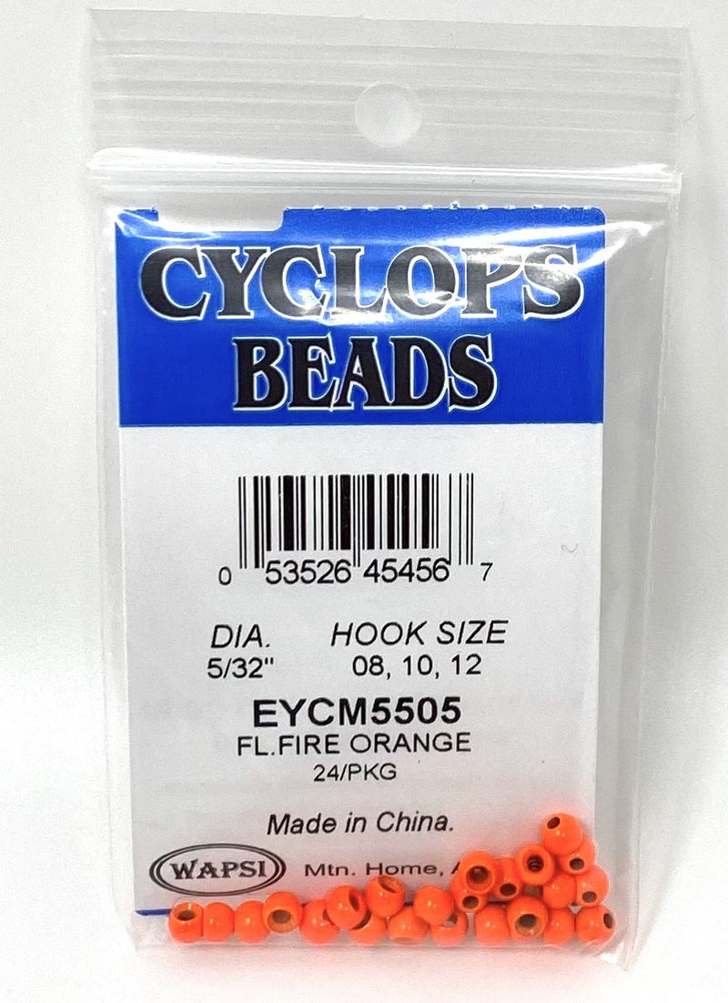 Wapsi Cyclops Bead Fl. Fire Orange 5/32" - 4 MM Beads, Eyes, Coneheads