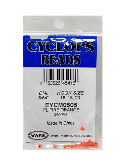 Wapsi Cyclops Bead Fl. Fire Orange 5/64" - 2 MM Beads, Eyes, Coneheads