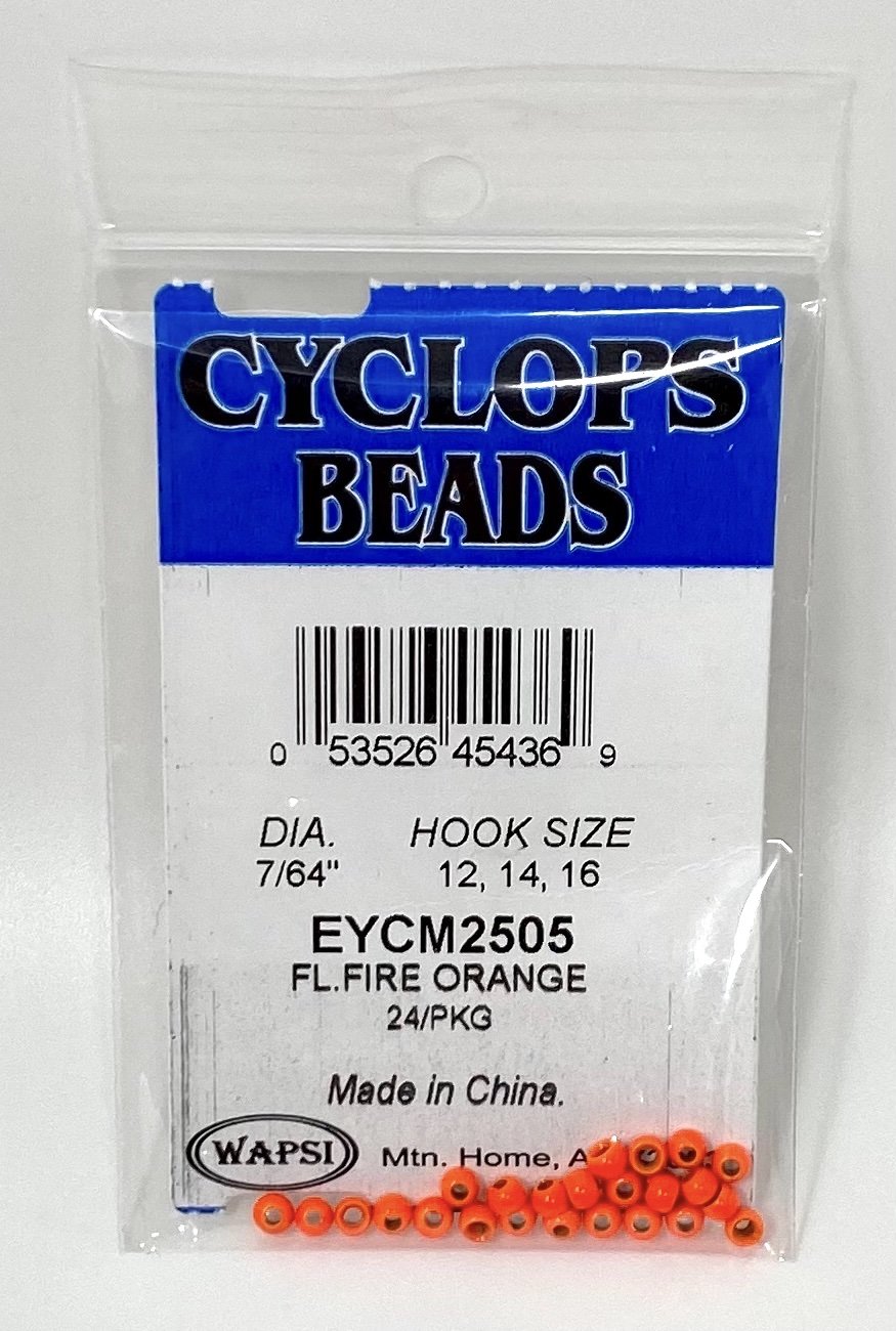 Wapsi Cyclops Bead Fl. Fire Orange 7/64" - 2.8 MM Beads, Eyes, Coneheads