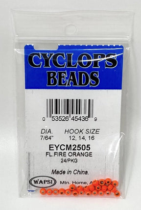 Wapsi Cyclops Bead Fl. Fire Orange 7/64" - 2.8 MM Beads, Eyes, Coneheads