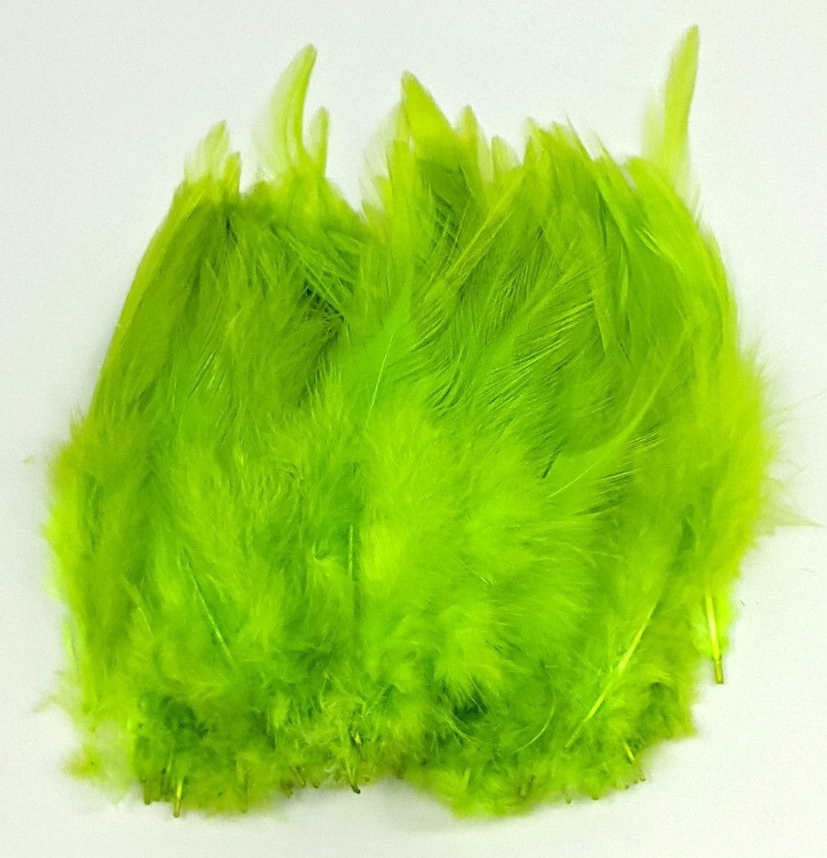 Wapsi Deceiver Strung Rooster Saddle Hackle Fl. Chartreuse Saddle Hackle, Hen Hackle, Asst. Feathers