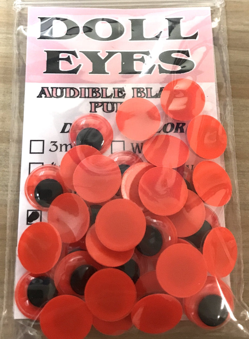 Wapsi Doll Eyes Fire Orange/Black Pupil / 4mm Beads, Eyes, Coneheads