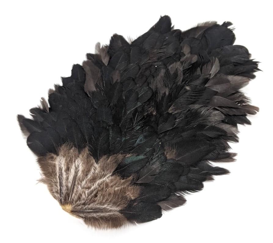 Wapsi Hen Saddle Patch Black Saddle Hackle, Hen Hackle, Asst. Feathers