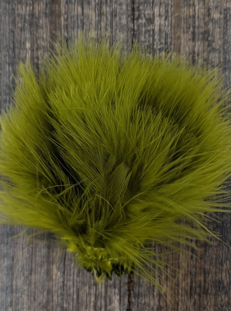 Wapsi Marabou Blood Quills Light Olive Saddle Hackle, Hen Hackle, Asst. Feathers