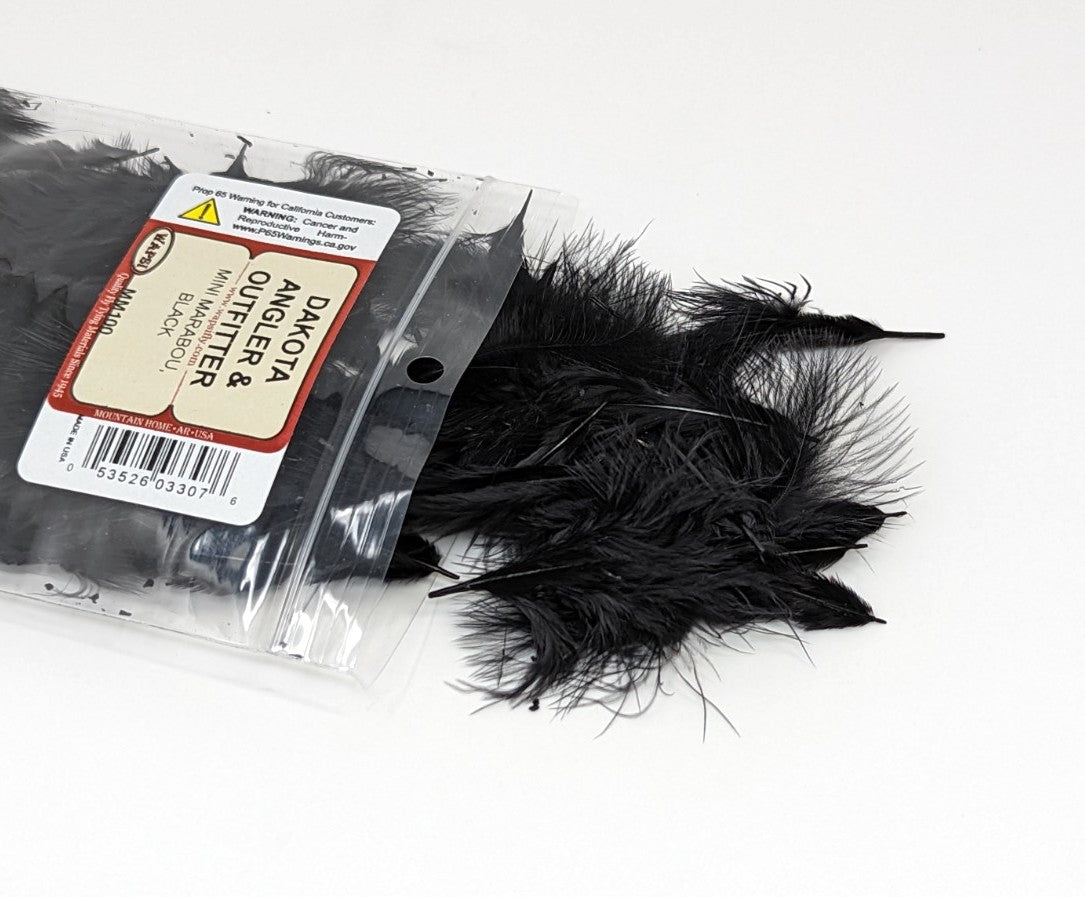 Wapsi Mini Marabou Black Saddle Hackle, Hen Hackle, Asst. Feathers