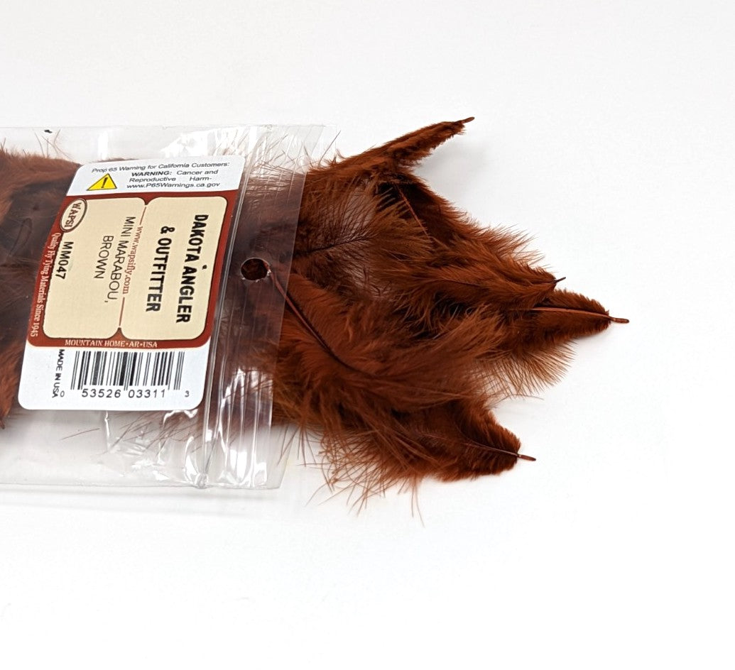 Wapsi Mini Marabou Brown Saddle Hackle, Hen Hackle, Asst. Feathers