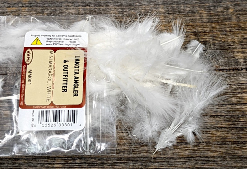 Wapsi Mini Marabou White Saddle Hackle, Hen Hackle, Asst. Feathers