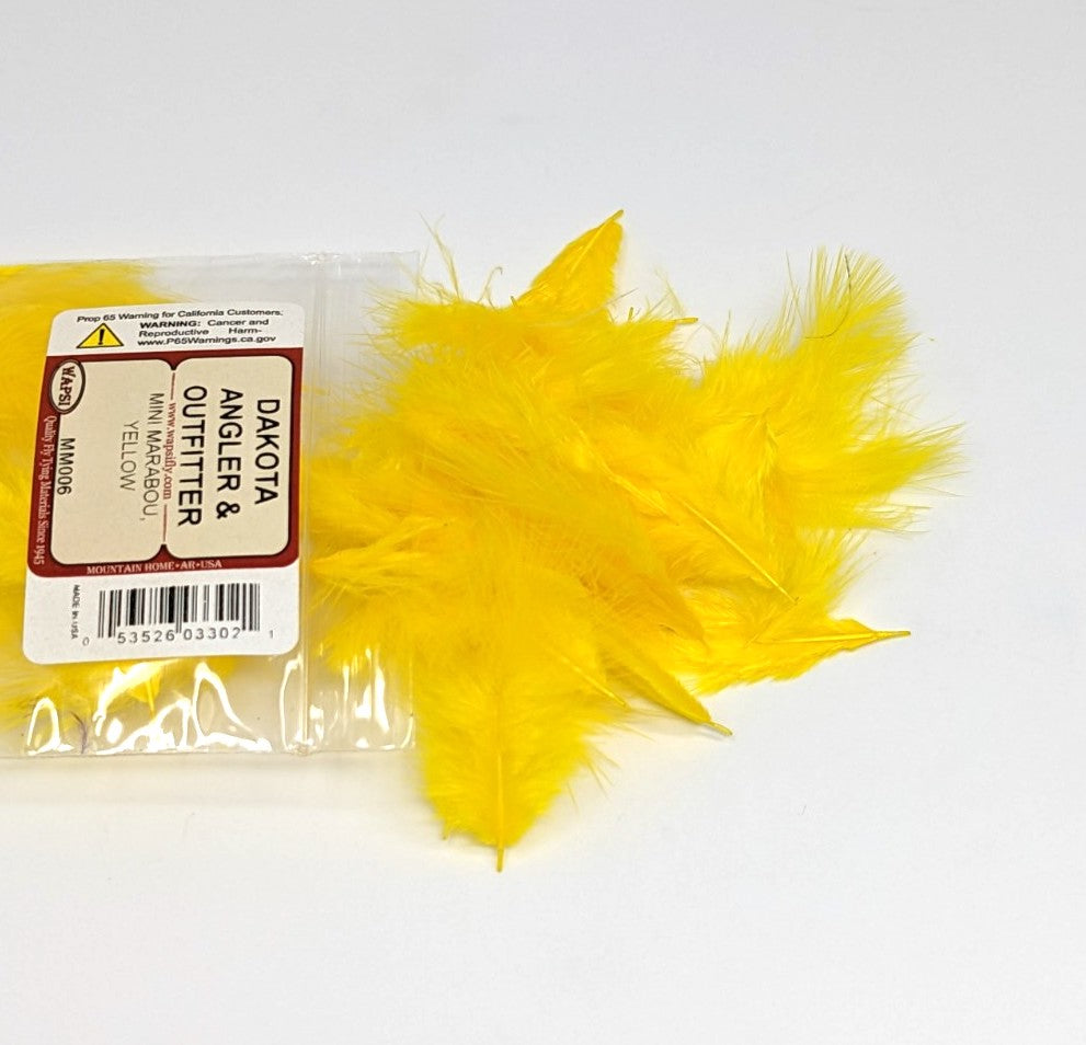 Wapsi Mini Marabou Yellow Saddle Hackle, Hen Hackle, Asst. Feathers