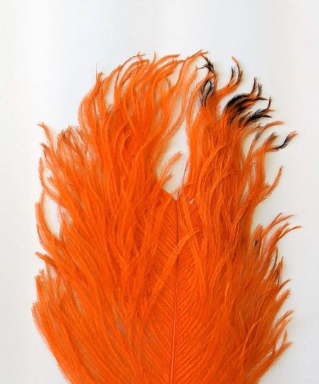 Wapsi Ostrich Plumes Orange Saddle Hackle, Hen Hackle, Asst. Feathers