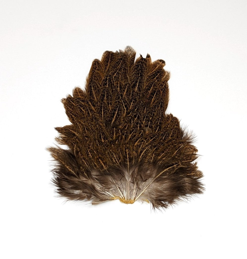 Wapsi Soft Hackle Hen Saddle Patches Speckled Brown Saddle Hackle, Hen Hackle, Asst. Feathers