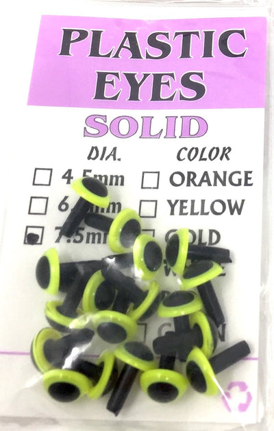 Wapsi Solid Plastic Eyes Fl. Chartruese / 6 mm Beads, Eyes, Coneheads