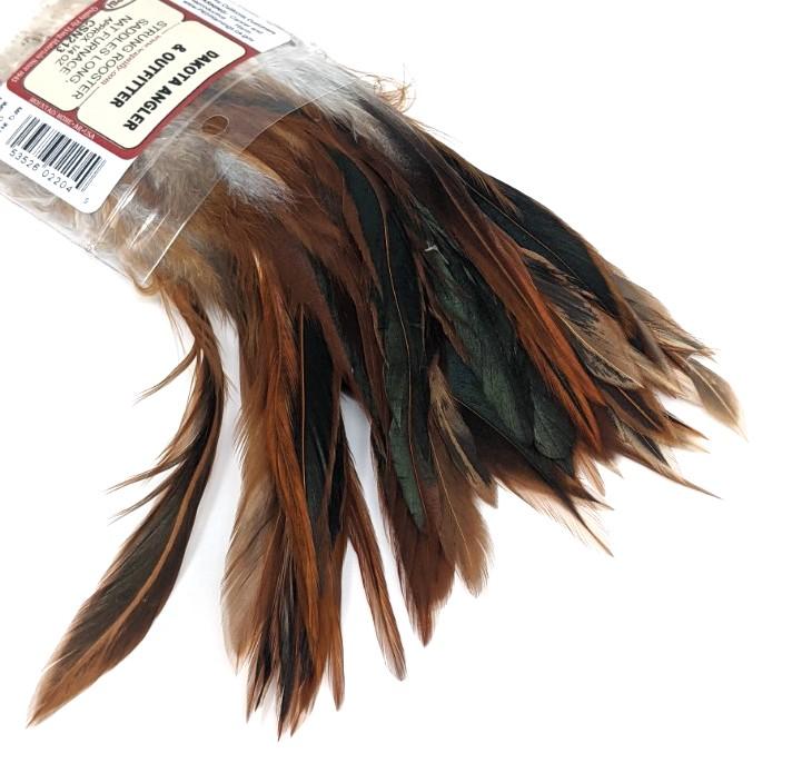 Wapsi Strung Saddle Hackle 1/4 oz. Dyed Over Natural Furnace Saddle Hackle, Hen Hackle, Asst. Feathers