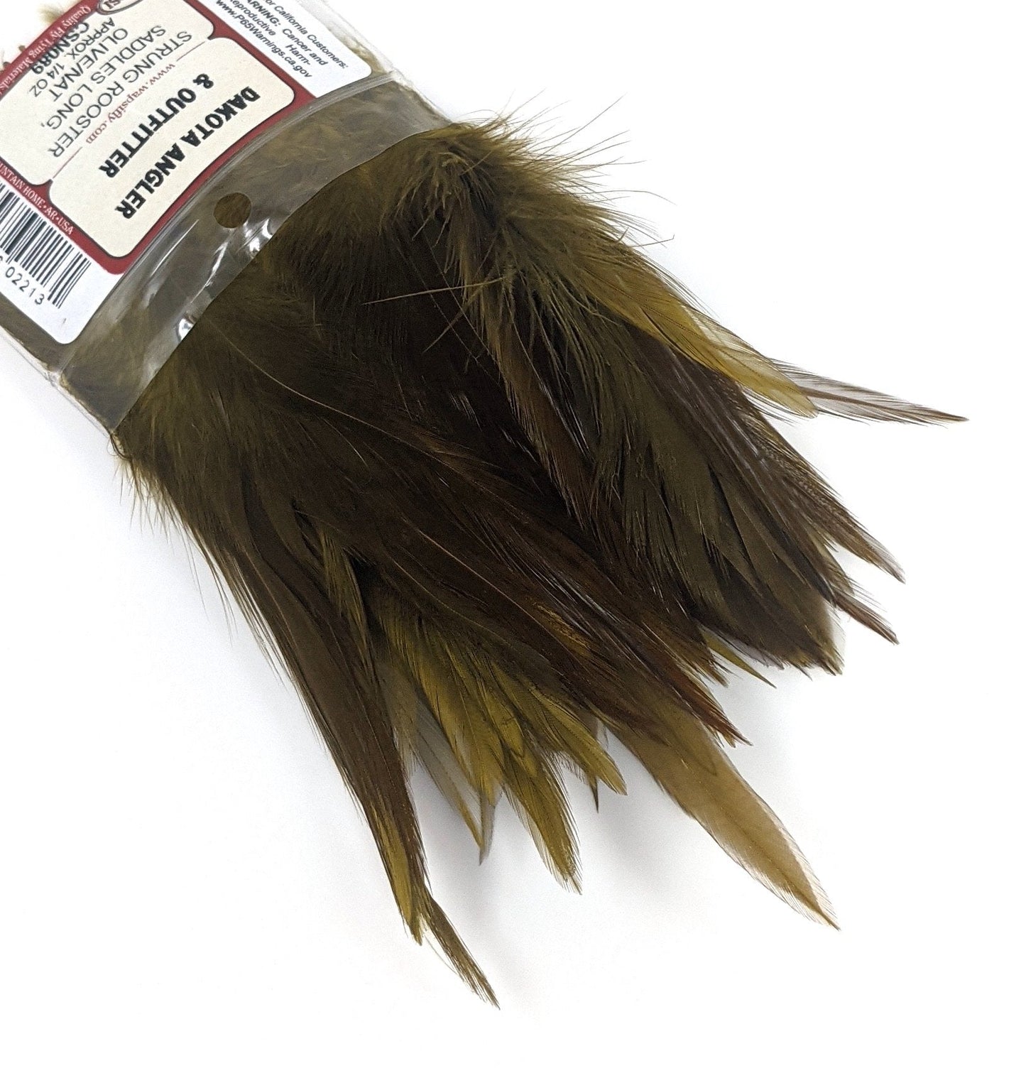 Wapsi Strung Saddle Hackle 1/4 oz. Dyed Over Natural Olive Saddle Hackle, Hen Hackle, Asst. Feathers