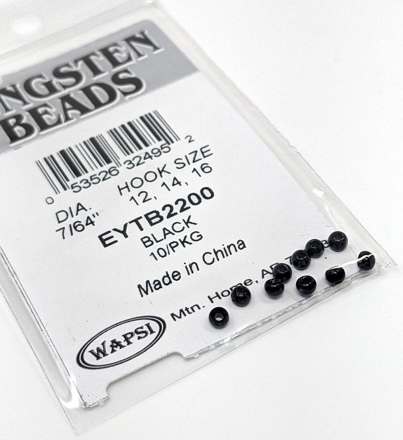 Wapsi Tungsten Bomb Beads 10 Pack Black / 1/16" Beads, Eyes, Coneheads