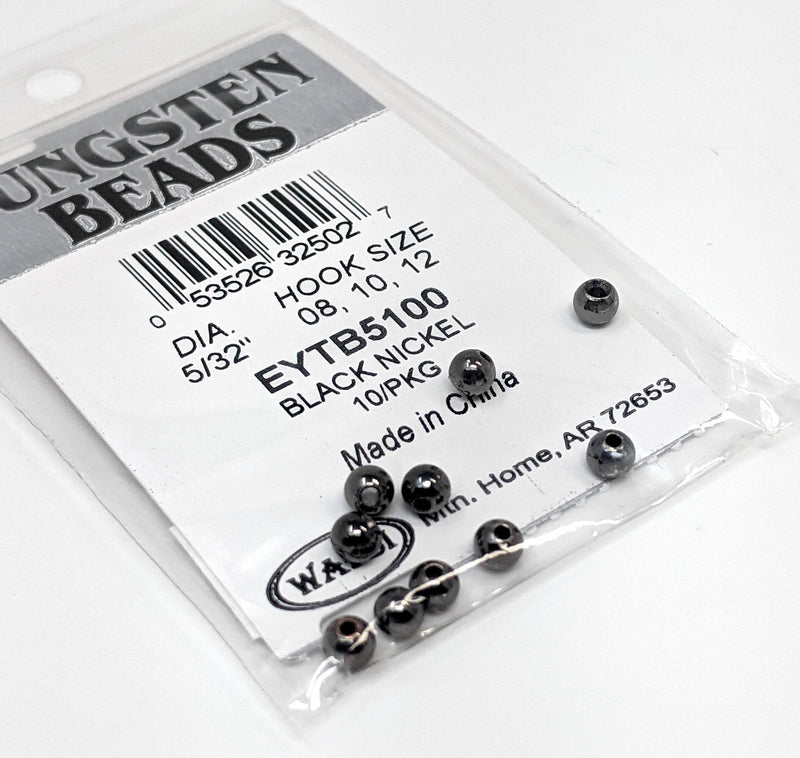 Wapsi Tungsten Bomb Beads 10 Pack Black Nickel / 5/64" Beads, Eyes, Coneheads