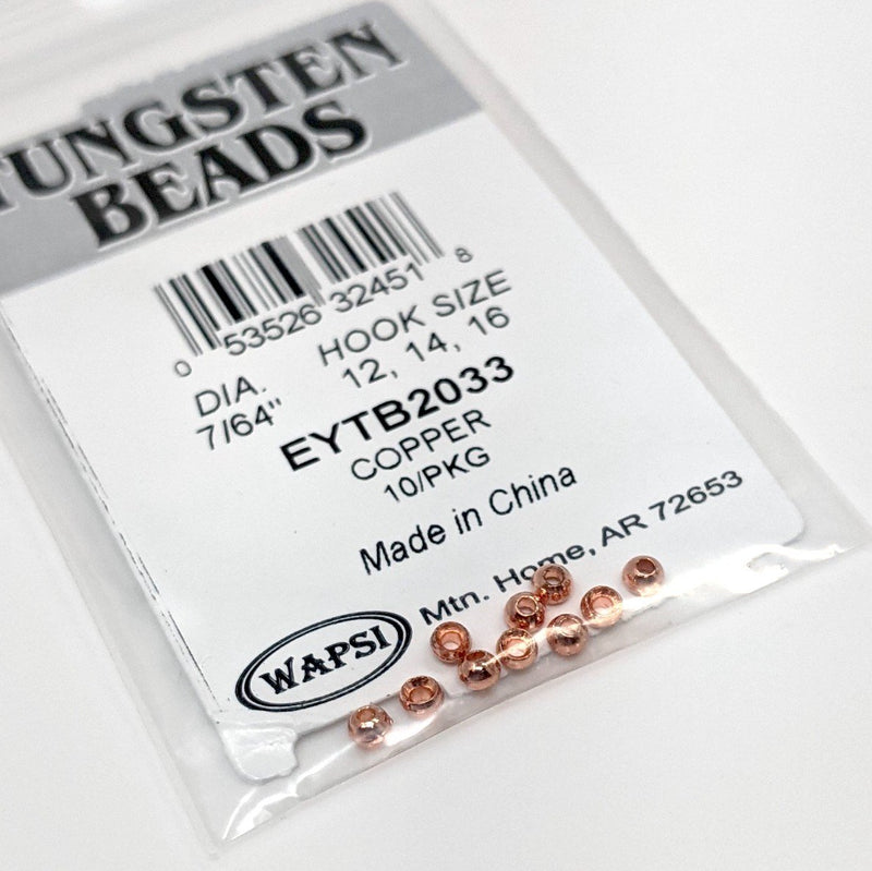Wapsi Tungsten Bomb Beads 10 Pack Copper / 5/64" Beads, Eyes, Coneheads