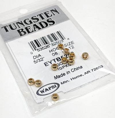 Wapsi Tungsten Bomb Beads 10 Pack Gold / 1/8" Beads, Eyes, Coneheads