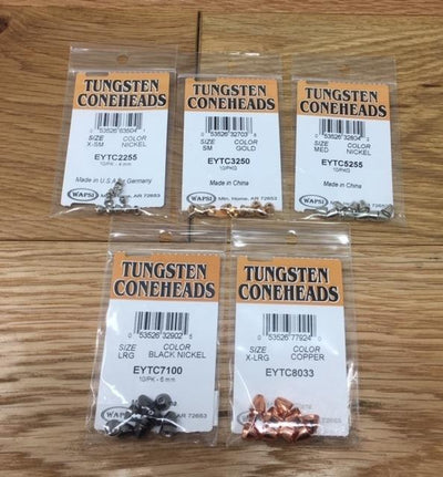 Wapsi Tungsten Coneheads 10 Pack Gold / Small Beads, Eyes, Coneheads