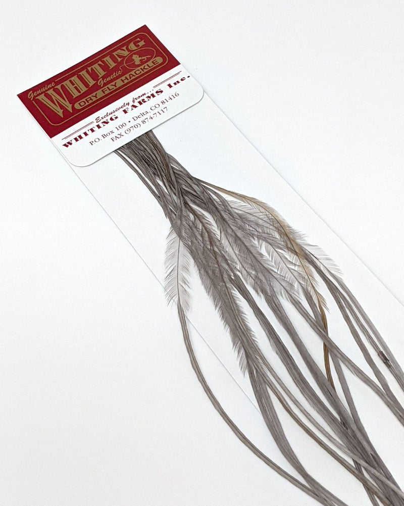 Whiting 100 Pack Dry Fly Saddle Hackle Medium Dun / 20 Dry Fly Hackle