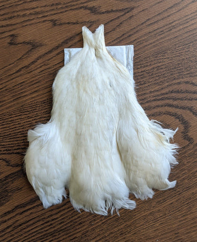 Whiting 4 B Hen Cape White Saddle Hackle, Hen Hackle, Asst. Feathers