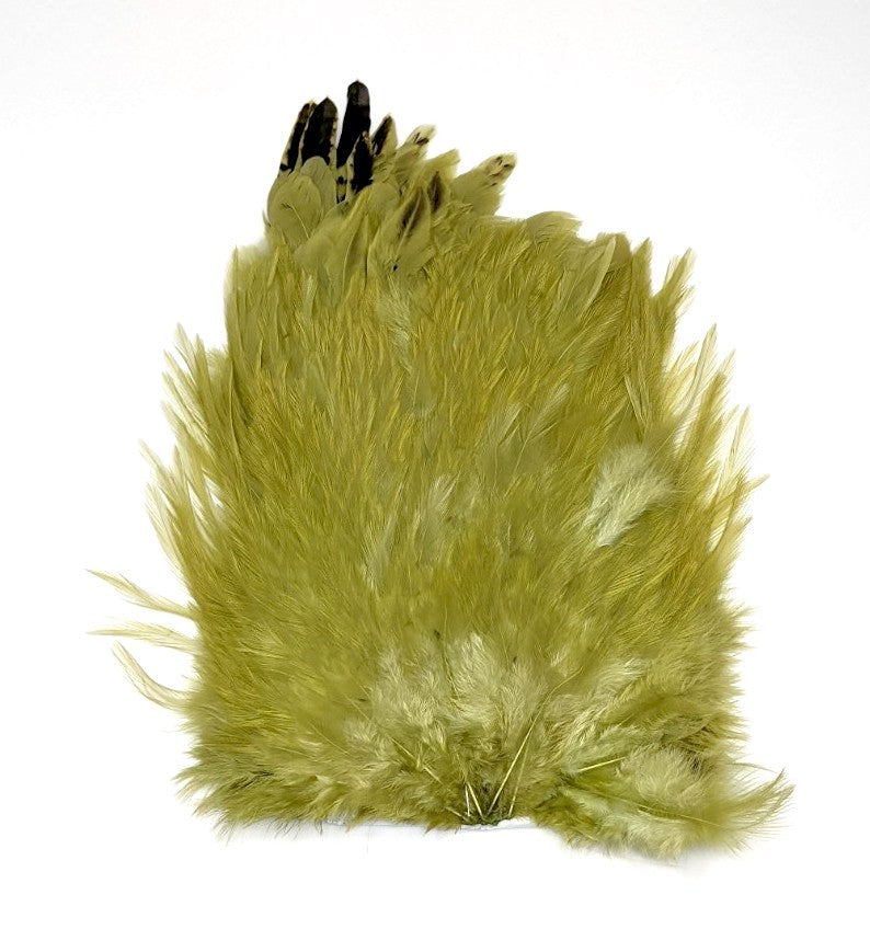Whiting 4 B Rooster Saddle Olive Saddle Hackle, Hen Hackle, Asst. Feathers