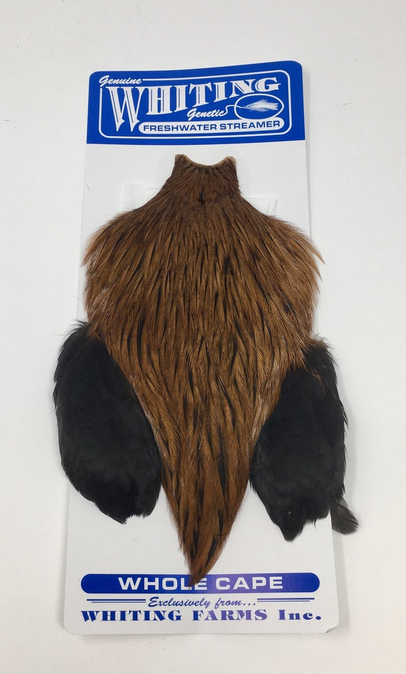 Whiting American Freshwater Streamer Cape Badger Brown Saddle Hackle, Hen Hackle, Asst. Feathers