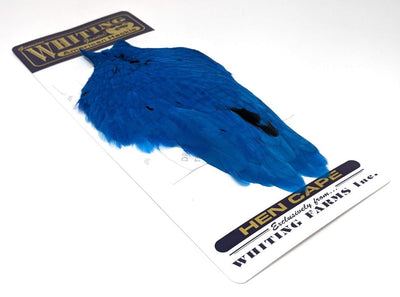 Whiting American Hen Cape Kingfisher Blue Saddle Hackle, Hen Hackle, Asst. Feathers