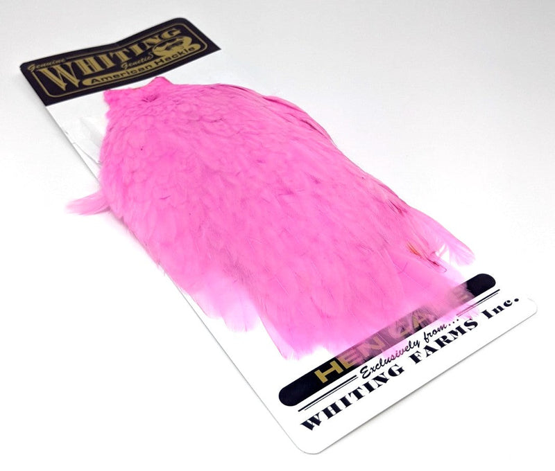 Whiting American Hen Cape Pink Saddle Hackle, Hen Hackle, Asst. Feathers