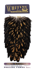 Whiting American Hen Saddle Black laced White Black laced Brown Saddle Hackle, Hen Hackle, Asst. Feathers