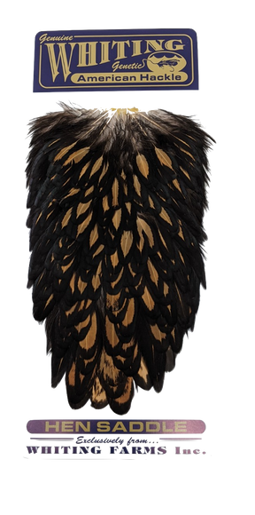 Whiting American Hen Saddle Black laced White Black laced Brown Saddle Hackle, Hen Hackle, Asst. Feathers