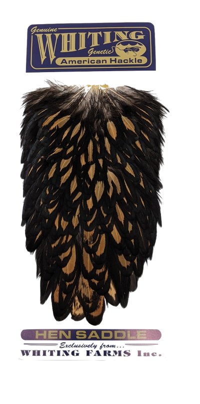 Whiting American Hen Saddle Black laced White Black laced Brown Saddle Hackle, Hen Hackle, Asst. Feathers