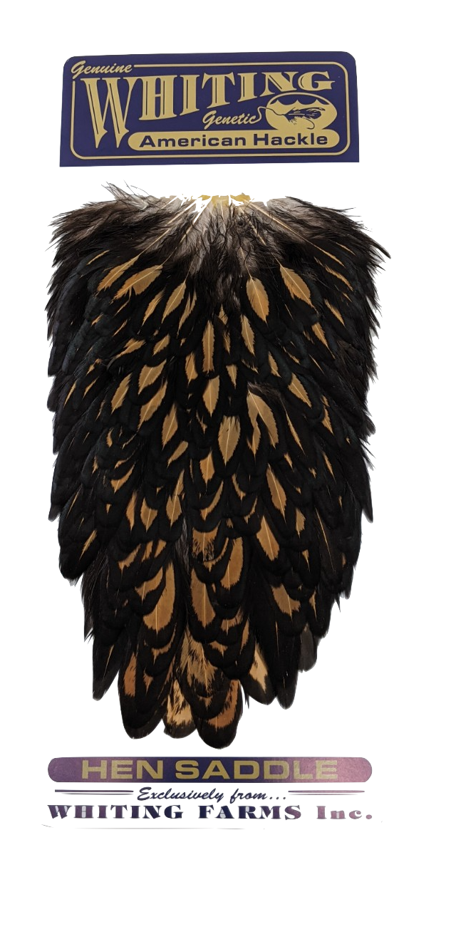 Whiting American Hen Saddle Black laced White Black laced Brown Saddle Hackle, Hen Hackle, Asst. Feathers