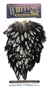 Whiting American Hen Saddle Black laced White Black laced White Saddle Hackle, Hen Hackle, Asst. Feathers