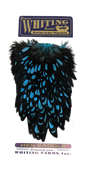 Whiting American Hen Saddle Black laced White dyed Silver Dr. Blue Saddle Hackle, Hen Hackle, Asst. Feathers