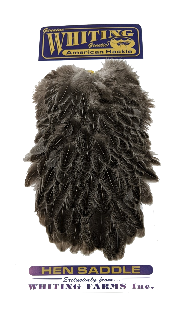 Whiting American Hen Saddles Mottled Grey Wild Type Saddle Hackle, Hen Hackle, Asst. Feathers