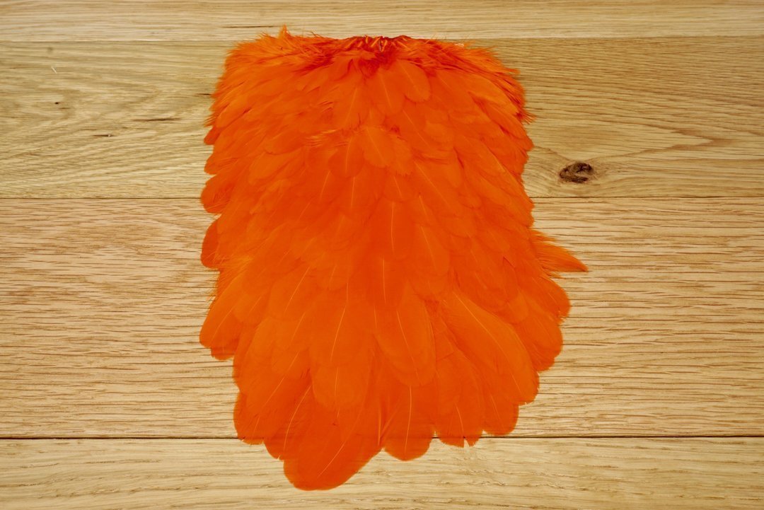 Whiting American Hen Saddles Orange Saddle Hackle, Hen Hackle, Asst. Feathers