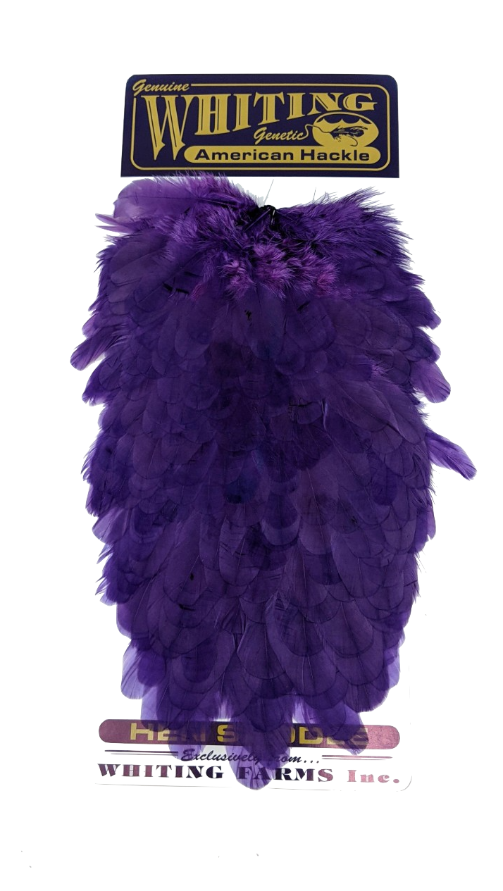 Whiting American Hen Saddles Purple Saddle Hackle, Hen Hackle, Asst. Feathers
