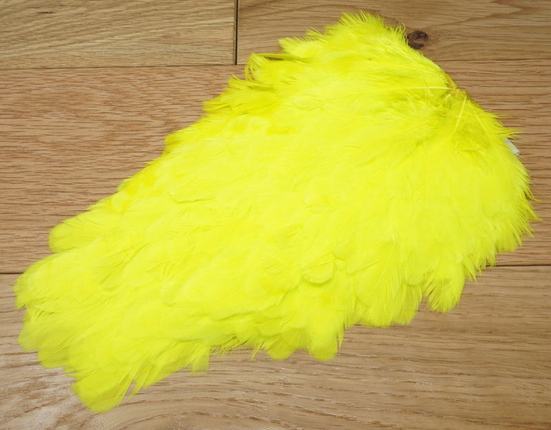 Whiting American Hen Saddles White Dyed Fl Yellow Chartreuse Saddle Hackle, Hen Hackle, Asst. Feathers