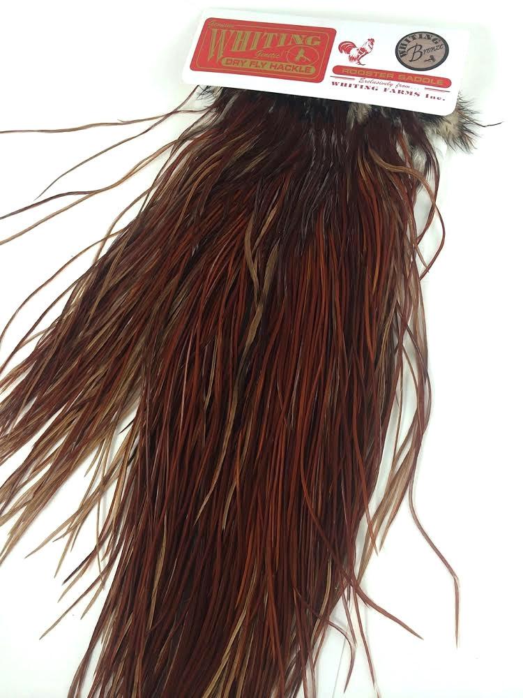 Whiting Bronze Rooster Saddle Brown Saddle Hackle, Hen Hackle, Asst. Feathers