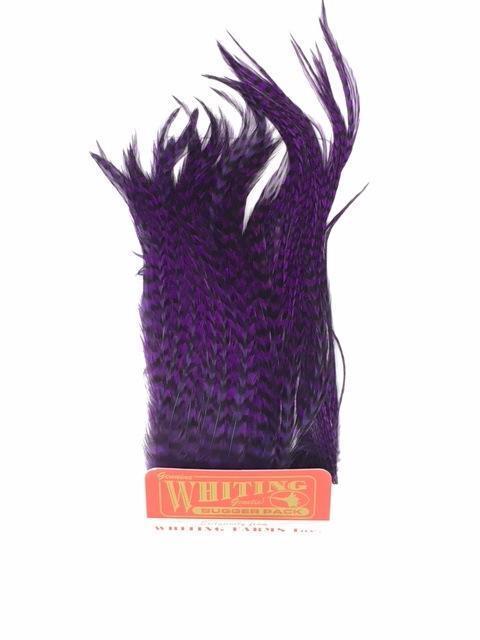 Whiting Bugger Pack Grizzly Purple Saddle Hackle, Hen Hackle, Asst. Feathers