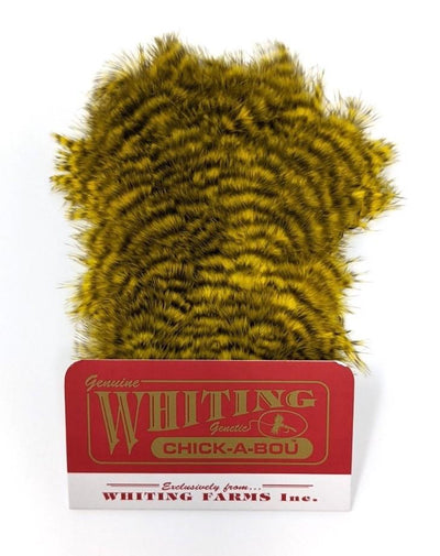 Whiting Chickabou Patch Grizzly Yellow Saddle Hackle, Hen Hackle, Asst. Feathers