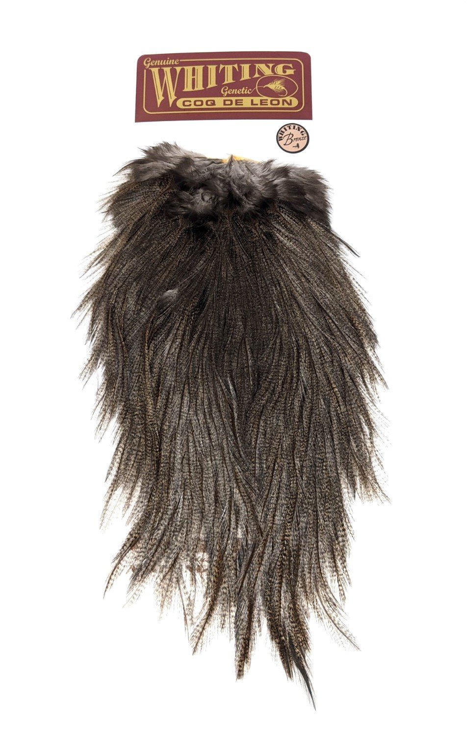 Whiting Coq de Leon Bronze Saddle Dark Pardo Saddle Hackle, Hen Hackle, Asst. Feathers